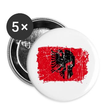Albanien Flagge - Buttons groß 56 mm (5er Pack) - Weiß - Vorne