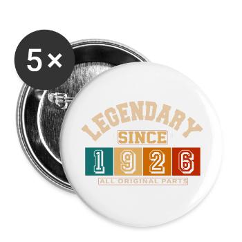 Legendary since 1926 Vintage Retro Anniversary - Buttons large 2.2''/56 mm (5-pack) - white - Front