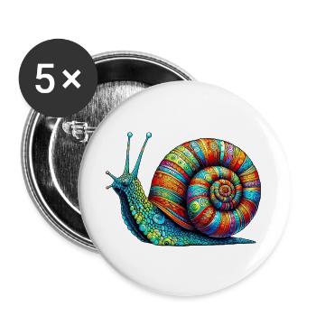 Escargot - Lot de 5 grands badges (56 mm) - blanc - Devant
