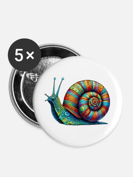 Schnecke - Buttons groß 56 mm (5er Pack) - Weiß