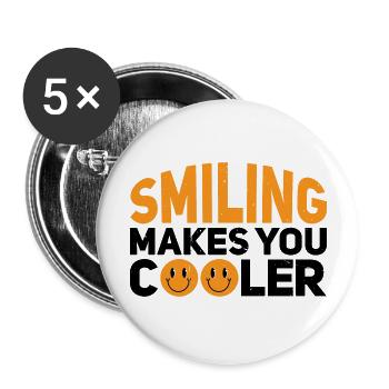 Smiling Makes You Cooler - Buttons groß 56 mm (5er Pack) - Weiß - Vorne