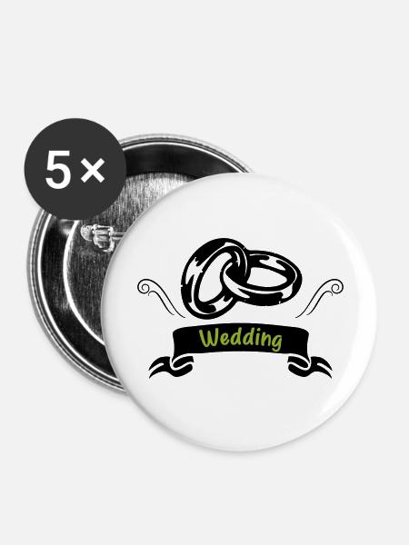 eheringe ring hochzeit - Buttons groß 56 mm (5er Pack) - Weiß