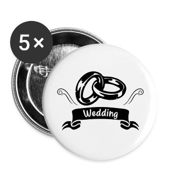 eheringe ring hochzeit - Buttons groß 56 mm (5er Pack) - Weiß - Vorne