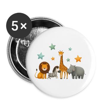 Afrikanische Tiere - Buttons groß 56 mm (5er Pack) - Weiß - Vorne