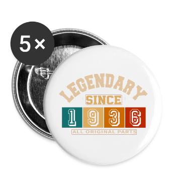 Legendary since 1936 Vintage Retro Anniversary - Buttons large 2.2''/56 mm (5-pack) - white - Front