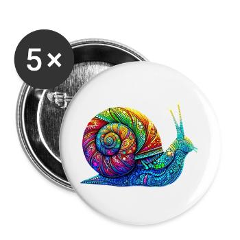 Schnecke - Buttons groß 56 mm (5er Pack) - Weiß - Vorne