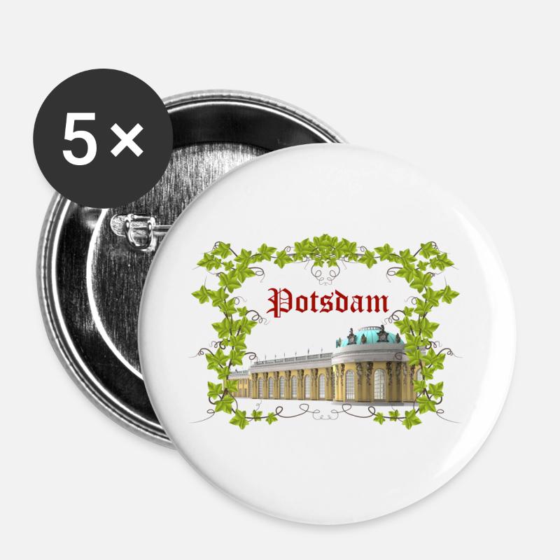 POTSDAM - Buttons groß 56 mm (5er Pack) - Weiß