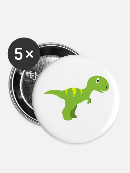 Dinosaurier-Zubehör - Buttons groß 56 mm (5er Pack) - Weiß