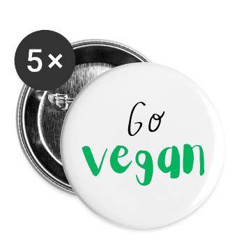 Go vegan - Buttons large 2.2''/56 mm (5-pack) - white - Front