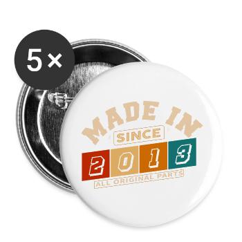 Hergestellt im Jahr 2013 Geburtstag 11 Jahre - Buttons groß 56 mm (5er Pack) - Weiß - Vorne