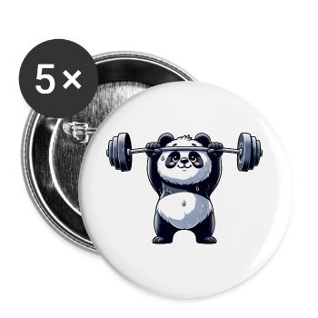 Cool Panda Dumbbell Weightlifter Fitness - Buttons large 2.2''/56 mm (5-pack) - white - Front