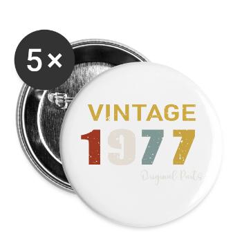 Original parts 1977 - Cadeau d Anniversaire 47 ans - Lot de 5 grands badges (56 mm) - blanc - Devant