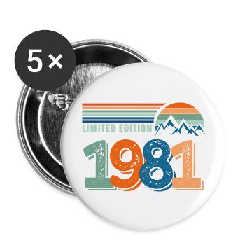 Limited edition 1981 - Buttons large 2.2''/56 mm (5-pack) - white - Front