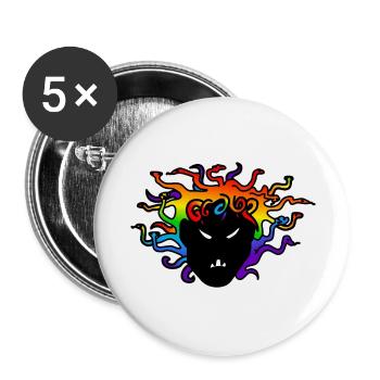Medusa angry af : Sticky Queer Pride - Buttons groß 56 mm (5er Pack) - Weiß - Vorne