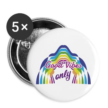 Nur gute Laune - Buttons groß 56 mm (5er Pack) - Weiß - Vorne