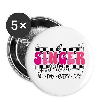 Singender Musiker Mama Sänger - Buttons groß 56 mm (5er Pack) - Weiß - Vorne