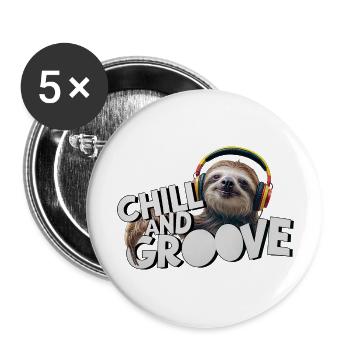 Chill and Groove - Buttons large 2.2''/56 mm (5-pack) - white - Front