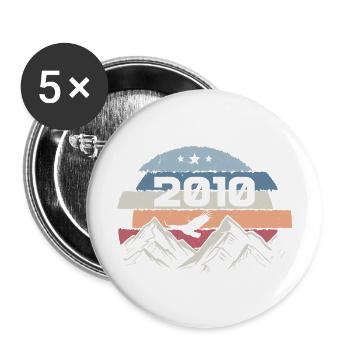 Original 2010 Millésime 2010 Anniversaire 2010 - Lot de 5 grands badges (56 mm) - blanc - Devant