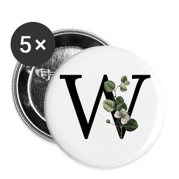 Grüner botanischer Buchstabe w - Buttons groß 56 mm (5er Pack) - Weiß - Vorne