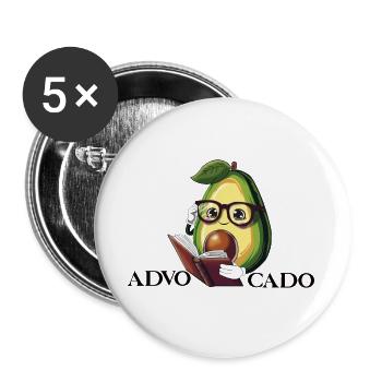 Advocado – Lustiges Avocado Wortspiel - Buttons groß 56 mm (5er Pack) - Weiß - Vorne