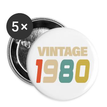 1980's Vintage Retro Classic 1980's - Buttons large 2.2''/56 mm (5-pack) - white - Front