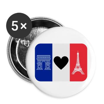 France monuments and the blue, white and red flag - Buttons large 2.2''/56 mm (5-pack) - white - Front