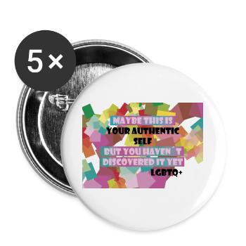 Qui suis-je ? LGBTQ+ ? - Lot de 5 grands badges (56 mm) - blanc - Devant
