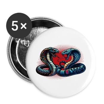 dynamic and colorful Cobra snake motif - Buttons large 2.2''/56 mm (5-pack) - white - Front