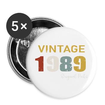 Original parts 1989 - Cadeau d Anniversaire 35 ans - Lot de 5 grands badges (56 mm) - blanc - Devant