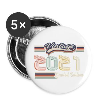 Original 2021 Vintage edition Retro Birthday - Buttons large 2.2''/56 mm (5-pack) - white - Front
