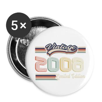 Original 2008 Vintage edition Retro Birthday - Lot de 5 grands badges (56 mm) - blanc - Devant