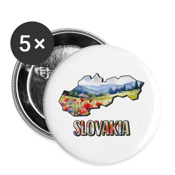 Aquarell Landkarte Slowakei - Buttons groß 56 mm (5er Pack) - Weiß - Vorne