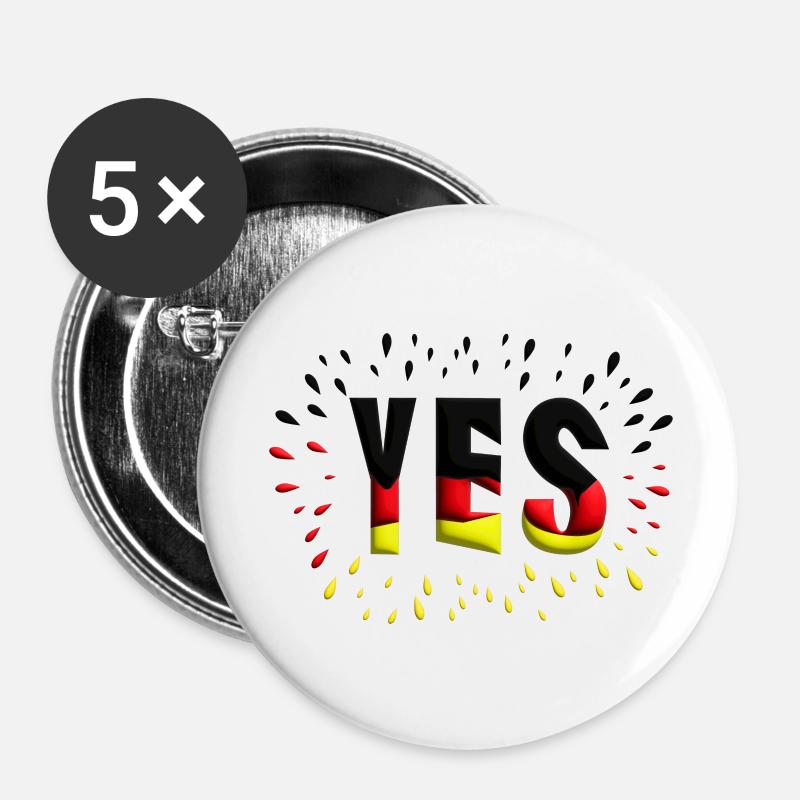 Deutschlandfarben cooler Hingucker mit Ja. - Buttons groß 56 mm (5er Pack) - Weiß