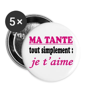 MA TANTE tout simplement je t'aime - Lot de 5 grands badges (56 mm) - blanc - Devant