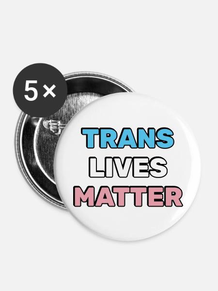 Trans-Leben zählen - Transgender Pride - Buttons groß 56 mm (5er Pack) - Weiß