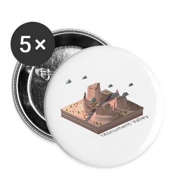 Geometrisches Low-Poly-Monument Valley - Buttons groß 56 mm (5er Pack) - Weiß - Vorne