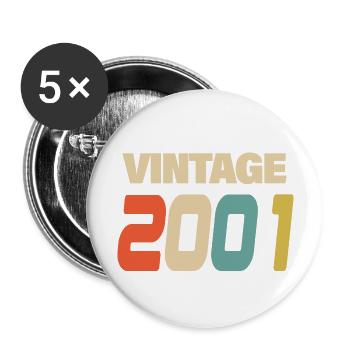 2001 Vintage Retro Classic 2001 - Buttons groß 56 mm (5er Pack) - Weiß - Vorne