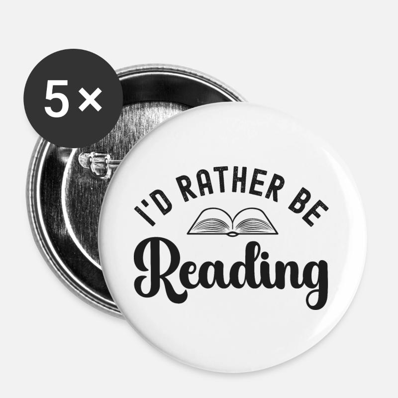 Reading Bookworm Bookworm - Buttons large 2.2''/56 mm (5-pack) - white