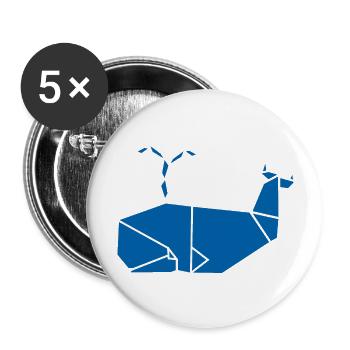 blue whale origami - Buttons large 2.2''/56 mm (5-pack) - white - Front