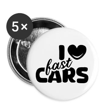 i love cars cars sports car tuner icon graphic - Buttons large 2.2''/56 mm (5-pack) - white - Front