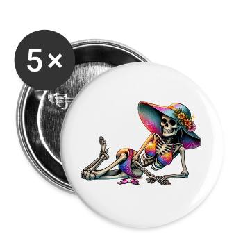 Sunlit Skeleton in Floral Hat - Buttons large 2.2''/56 mm (5-pack) - white - Front