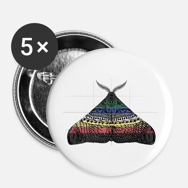 Disability pride moth motif A - Buttons large 2.2''/56 mm (5-pack) - white