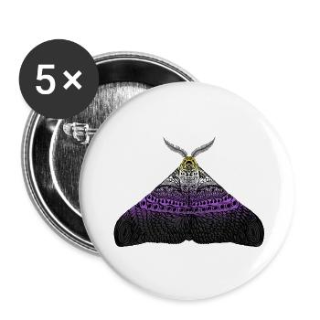Non Binary Pride Moth Motif A - Buttons large 2.2''/56 mm (5-pack) - white - Front