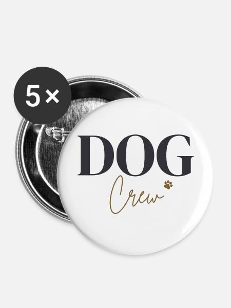 Dog Crew - Buttons groß 56 mm (5er Pack) - Weiß