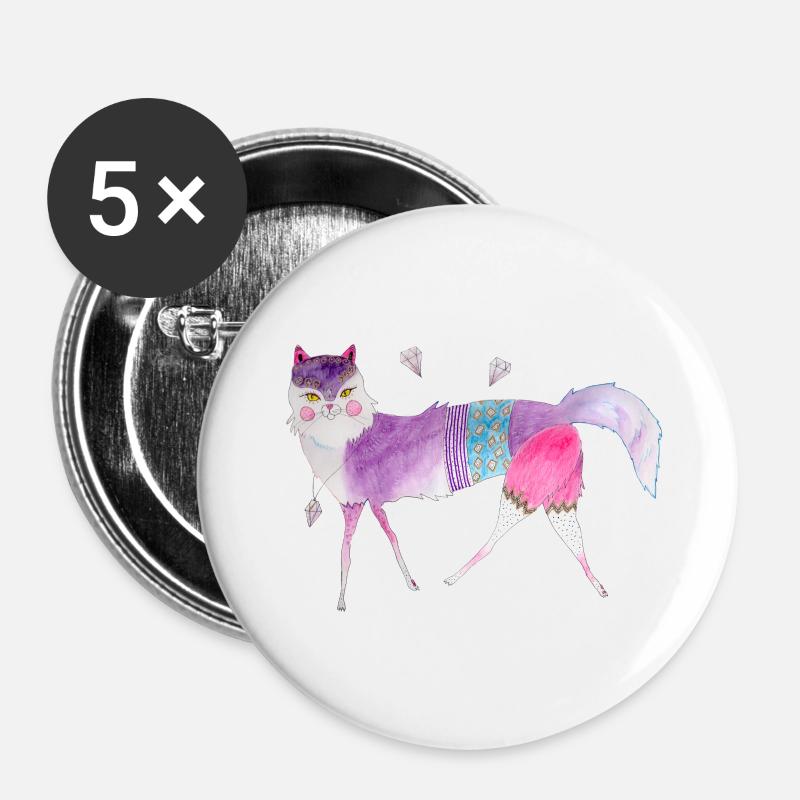Diamond cat - Buttons large 2.2''/56 mm (5-pack) - white