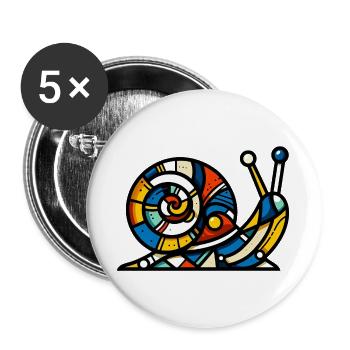 Schnecke - Buttons groß 56 mm (5er Pack) - Weiß - Vorne