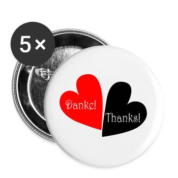 Danke Thanks Herz - Buttons groß 56 mm (5er Pack) - Weiß - Vorne