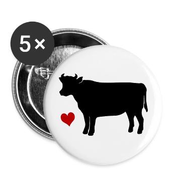 Kuh - Buttons groß 56 mm (5er Pack) - Weiß - Vorne