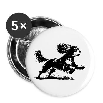 Cavalier King Charles Spaniel - Buttons groß 56 mm (5er Pack) - Weiß - Vorne