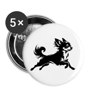 Chihuahua - Lot de 5 grands badges (56 mm) - blanc - Devant
